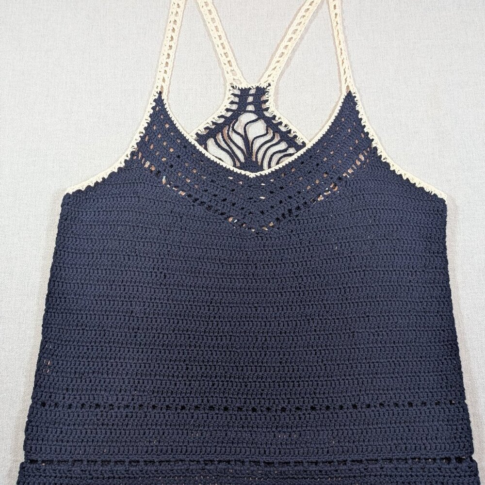 Mango Handmade Knitted Navy Tank